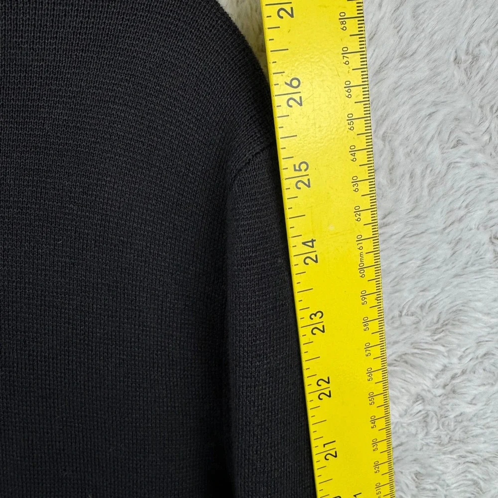 Talbots Cardigan Women Medium Black Open Front Longline Button Cuff Pockets‎